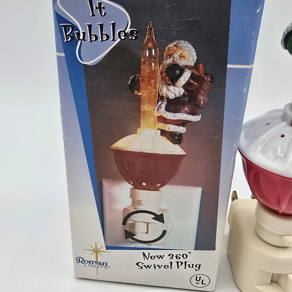 Holiday Night Light Roman Lights Santa Vtg Bubbling Christmas‎ Decor